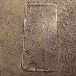iPhone 11 Pro clear case with black drawings